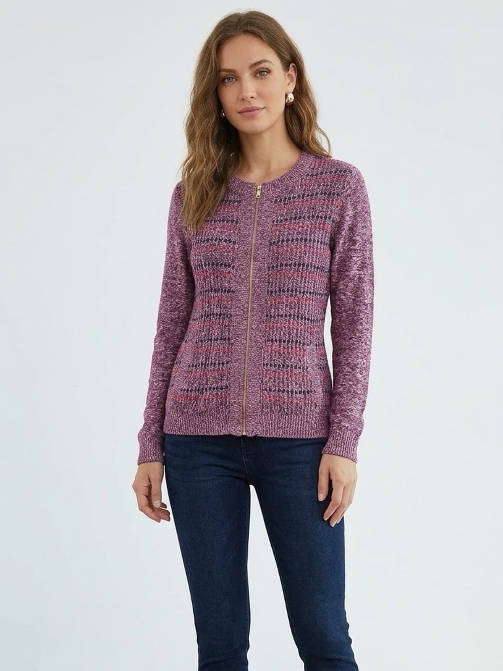 Tommy Hilfiger Pink Blend Zip-Front Knit Cardigan